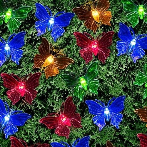Butterfly Solar Lights 20 LED Assorted Colours