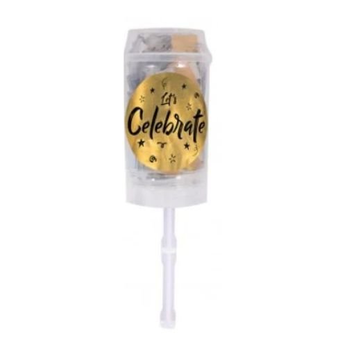 Christmas Gold & Silver Paper Confetti Push Pop Assorted Designs