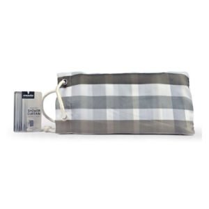 Moda Grey Striped Printed Shower Curtain In A Bag 180cm