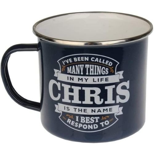 Enamel Personalised Coffee Mug Chris