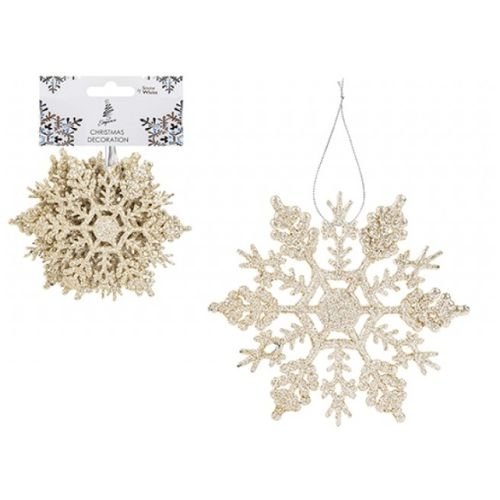 Glitter Snowflake Hanging Christmas Decorations 6 Pack