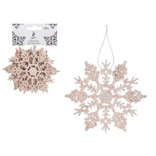 Glitter Snowflake Hanging Christmas Decorations 6 Pack