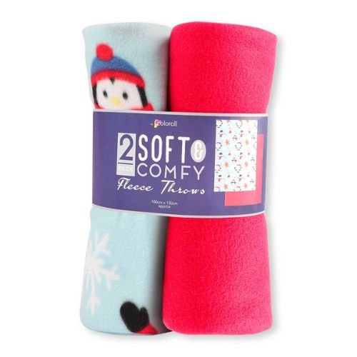 Christmas Character Fleece Throws 100 x 150cm 2Pk