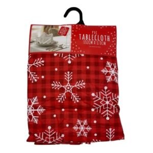 Christmas Magical Red Snowflake PVC Tablecloth W 132cm x L 178cm