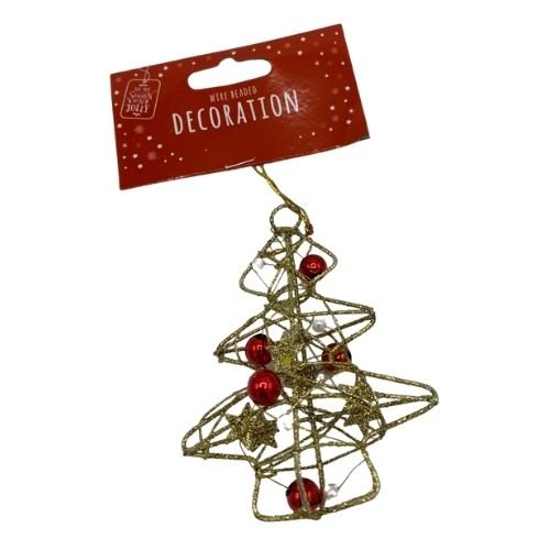 Glitter Wire Beaded Christmas Decoration Assorted Designs