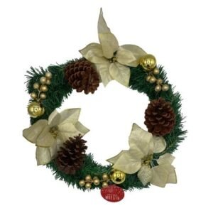 50cm Poinsettia & Cone Wreath - Assorted Colours