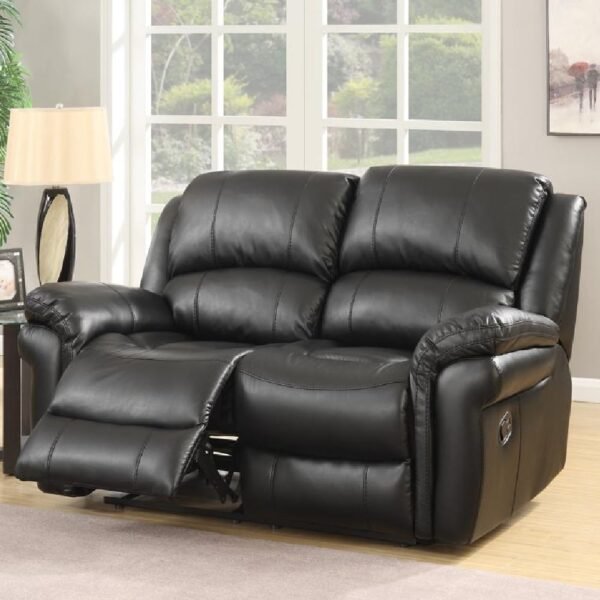 Claton Faux Leather Recliner 2 Seater Sofa In Black