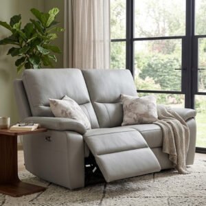 Cortina Leather Electric Recliner 2 Seater Sofa in Grey