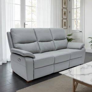 Cortina Leather Electric Recliner 3 Seater Sofa in Grey