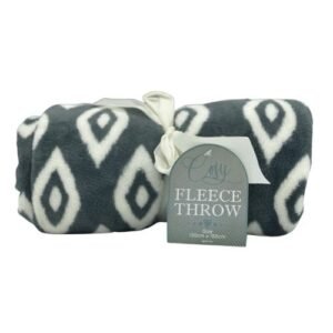 Cosy Fleece Throw Grey & White Pattern 130cm x 150cm