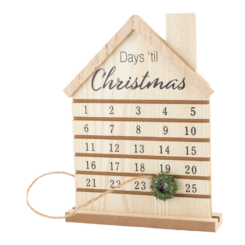 Wooden House Christmas Countdown Calendar Festive Advent Decoration