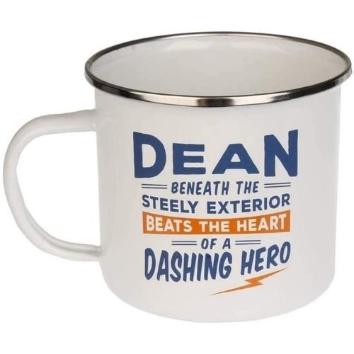 Enamel Personalised Coffee Mug Dean