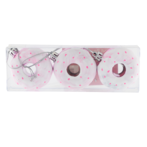 3 Pack Donut Christmas Decorative Ornaments Baubles 5cm