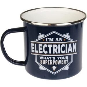 Enamel Personalised Coffee Mug Electrician