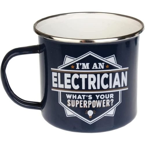 Enamel Personalised Coffee Mug Electrician
