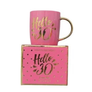Hello Thirty Milestone Pink Electroplated Gold Mug