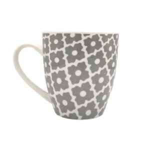 Hugga Mug Grey & White Geometric Patterned Mug