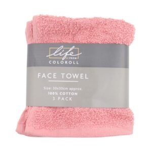 Life From Coloroll Face Towel 30x30cm 3 Pack Assorted Colours
