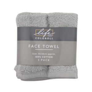 Life From Coloroll Face Towel 30x30cm 3 Pack Assorted Colours