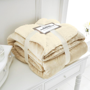 Flannel Sherpa Blanket Dual Layer Throw 150x200cm Assorted Colours