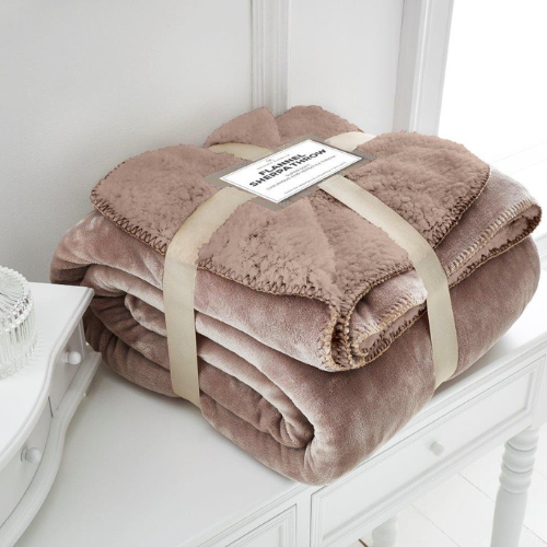Flannel Sherpa Blanket Dual Layer Throw 150x200cm Assorted Colours