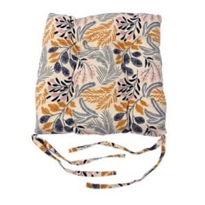 Mustard & Grey Floral Seat Cushion Pad 40cm