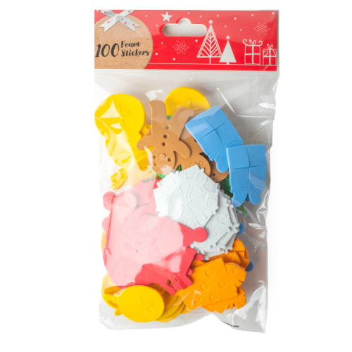 Assorted Festive Designs 100 Foam EVA Christmas Stickers