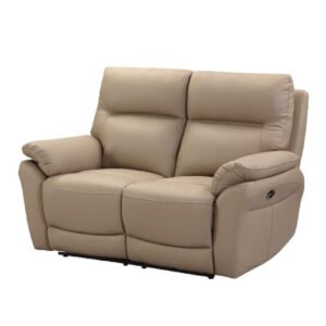 Fontana Faux Leather Recliner 2 Seater Sofa In Latte