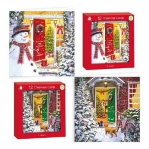 Festive Front Door Christmas Cards Assorted Designs 12 Pk