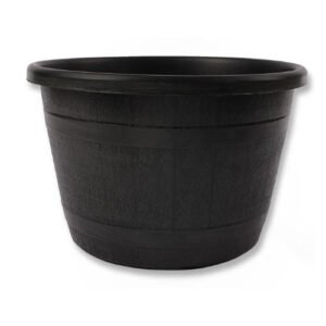 Garden Essentials Black Barrel Planter 12"