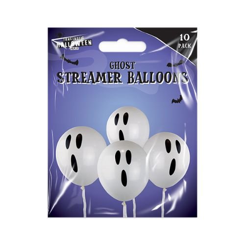 Halloween 12in Ghost Streamer Balloons 10 Pack