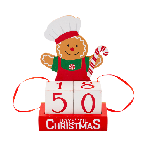 Gingerbread Wooden Christmas Countdown Festive Advent Calendar Decoration
