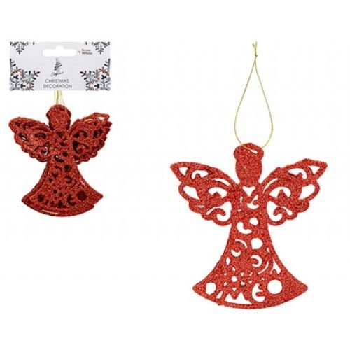 Glitter Angel Hanging Christmas Decorations 6 Pack Assorted Colours