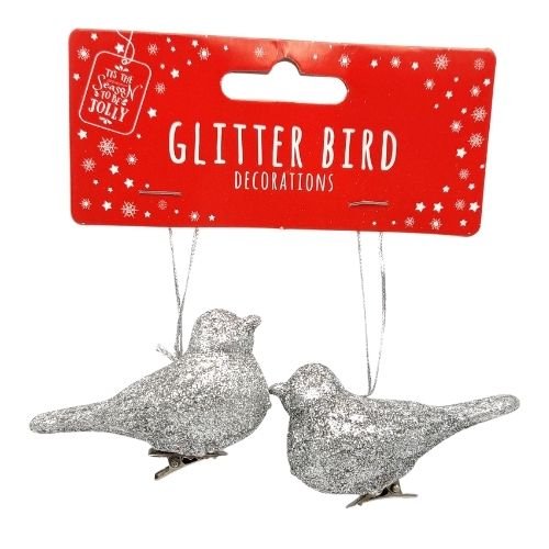 Glitter Bird Christmas Decorations