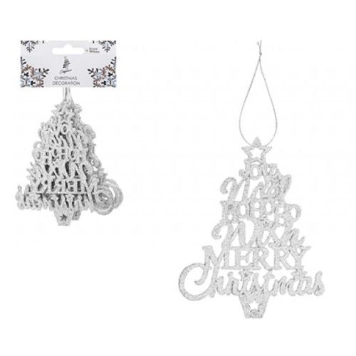 Glitter Tree Hanging Christmas Decorations 6 Pack