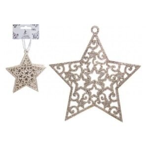 Glitter Star Hanging Christmas Decorations 6 Pack Assorted Colours