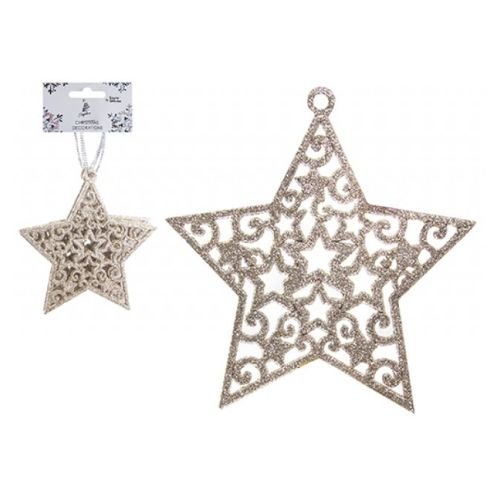 Glitter Star Hanging Christmas Decorations 6 Pack Assorted Colours