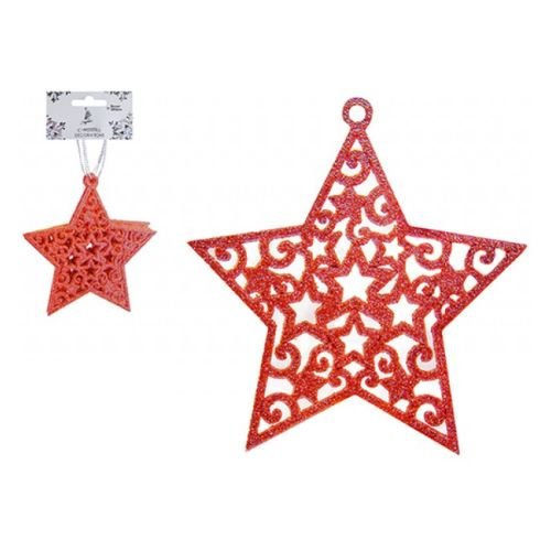 Glitter Star Hanging Christmas Decorations 6 Pack Assorted Colours