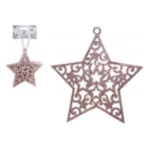 Glitter Star Hanging Christmas Decorations 6 Pack Assorted Colours