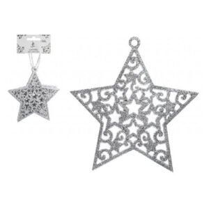 Glitter Star Hanging Christmas Decorations 6 Pack Assorted Colours