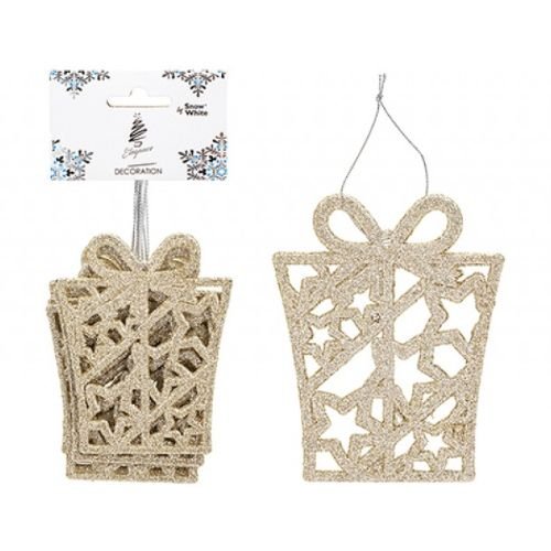 Hanging Glitter Christmas Present Decorations Assorted Colours