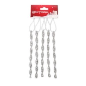 Glitter Twisters Christmas Decorations Assorted Colours 5Pk