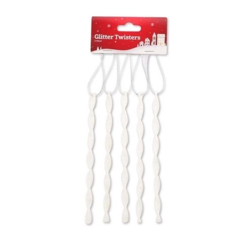 Glitter Twisters Christmas Decorations Assorted Colours 5Pk