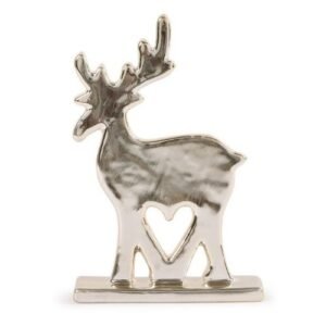 Standing Gold Reindeer Ornament with Love Heart