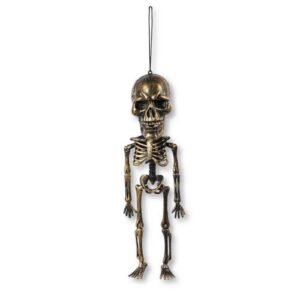 Golden Big Headed Hanging Skeleton Halloween Decoration 14.5inch