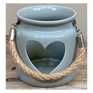 Ceramic Grey Heart Tealight Holder