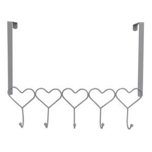 Over Door Heart Shaped Hanger Hooks in Grey