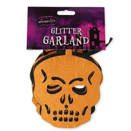 Halloween Skeleton Face Glitter Garland L80cm