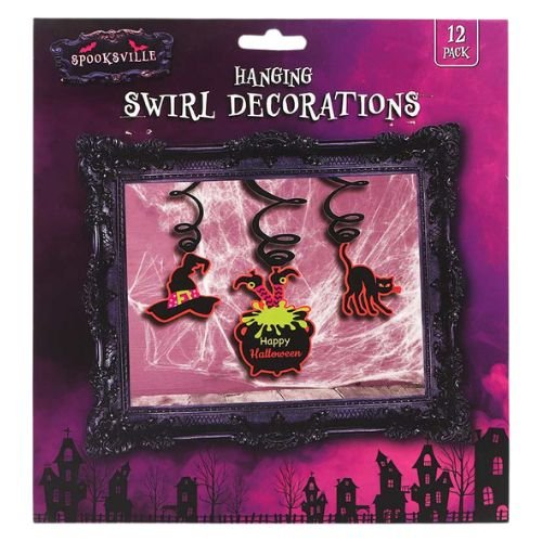 Halloween Witch Hanging Swirl Decorations 12 Pk