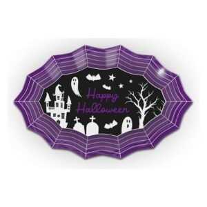 Halloween Web Shaped Plastic Serving Plate Assorted Colours
